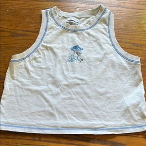 Urban Outfitters White and Blue Take a Little Trip Mushroom Tank Top M Medium